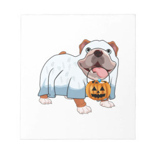 Geist Bulldogge Halloween Hund Notizblock