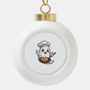 Geist-Chef � Lustiger Halloween-Koch-Shirt Keramik Kugel-Ornament