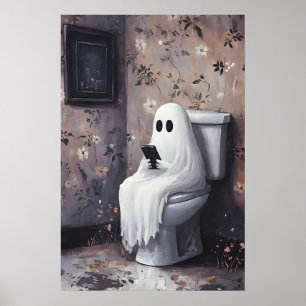 Geist, der auf ein Toilettenbild schaut, Dunkel Poster