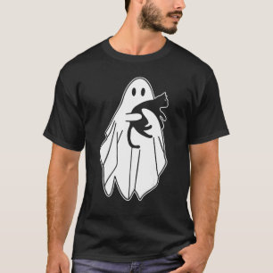 Geist, der eine schwarze Katze hält Halloween Grus T-Shirt