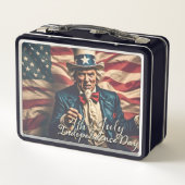 Geist der Freiheit in Rot, Weiß und Blau Metall Brotdose (Rückseite)