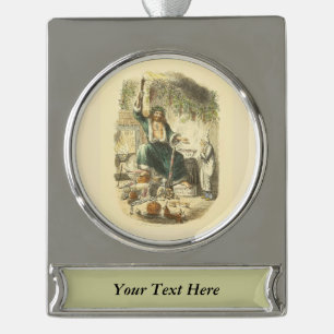 Geist der gegenwärtigen Weihnacht Scrooge Banner-Ornament Silber