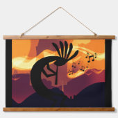 Geist der Kokopelli Wüste Landschaft Sonnenunterga Wandteppich Mit Holzrahmen (Vorderseite 2)