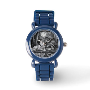 Geist der Wildnis: Indische Frau und Wolf Armbanduhr