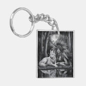 Geist der Wildnis: Indische Frau und Wolf Schlüsselanhänger (Vorderseite links)