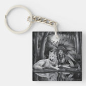 Geist der Wildnis: Indische Frau und Wolf Schlüsselanhänger (Vorderseite)