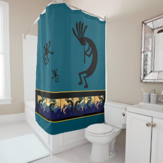 Geist der Wüste Kokopelli Aquamarine Landschaft Duschvorhang