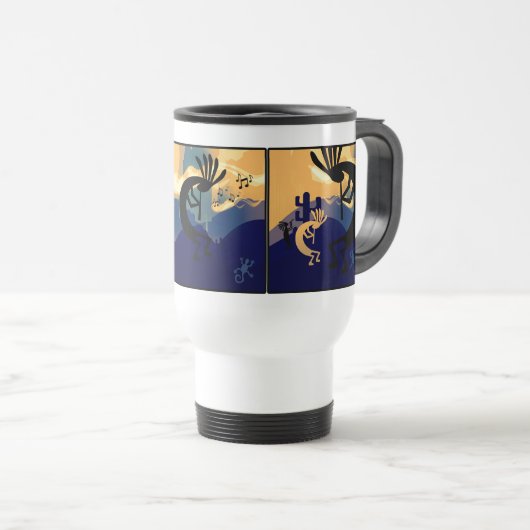 Geist der Wüste Kokopelli Aquamarine Landschaft Reisebecher (VorderseiteRechts)