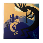 Geist der Wüste Kokopelli Landschaft Aquamarin 2 Fliese (Vorderseite)