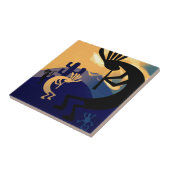 Geist der Wüste Kokopelli Landschaft Aquamarin 2 Fliese (Seite)