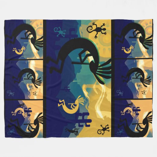 Geist der Wüste Kokopelli Landschaft Groß Fleecedecke (Vorderseite (Horizontal))