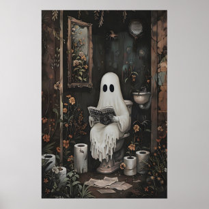 Geist, der Zeitung auf Toilette liest, Dunkel Poster