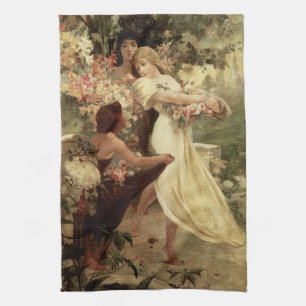 Geist des Frühlings von Alphonse Mucha Geschirrtuch