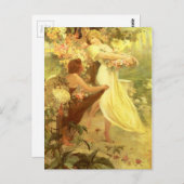 Geist des Frühlings von Alphonse Mucha Postkarte (Vorne/Hinten)
