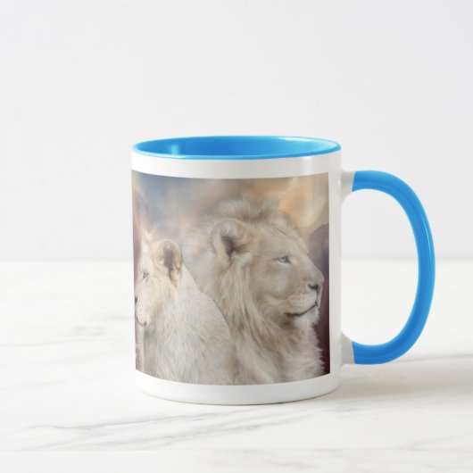 Geist des Lichtes - weiße Löwe-Kunst-Tasse Tasse (Rechts)