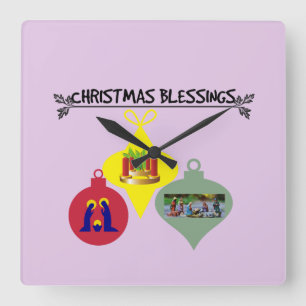 Geist des Weihnachtstrios religiöser Ornamente Quadratische Wanduhr