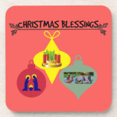 Geist des Weihnachtstrios religiöser Ornamente Untersetzer (Vorderseite)