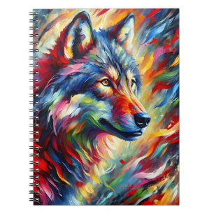 Geist des wilden Wolfes – Abstrakte Regenbogenener Notizblock