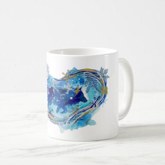 Geist des Wintersturm Wolfs Aquarell Kaffeetasse (VorderseiteRechts)