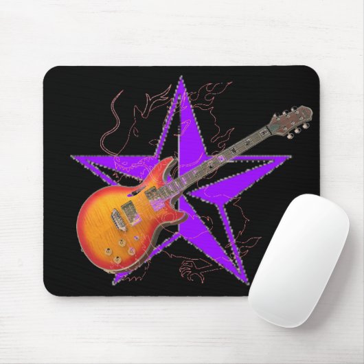 Geist-Drache-lila Stern-bernsteinfarbige Gitarre Mousepad (Mit Mouse)
