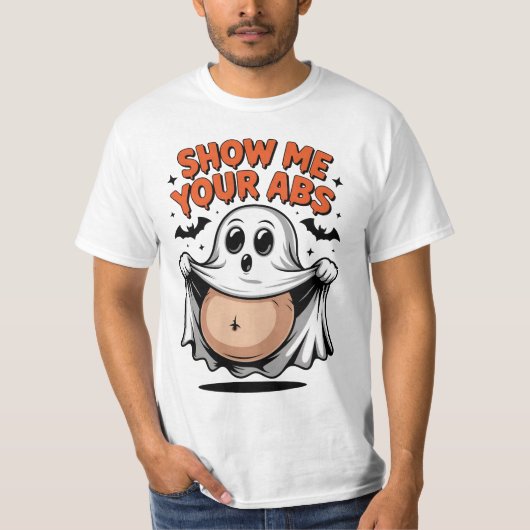 Geist entblößt Bauch  Show me your ABS - Halloween T-Shirt (Vorderseite)
