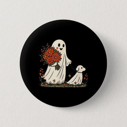 Geist gehender Hund Gruseliger lustiger Halloween- Button (Vorderseite)