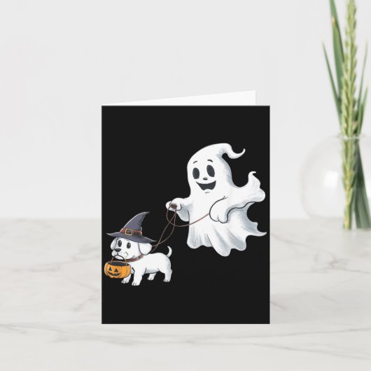 Geist geht den Hund Halloween Karte (Vorderseite)