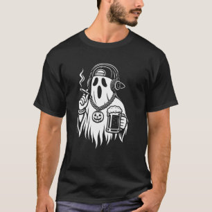 Geist Halloween Bier Zigarette Hip Hop Männer Frau T-Shirt