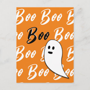 Geist Halloween schwarz weiß orange boo Postkarte