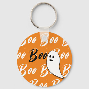 Geist Halloween schwarz weiß orange boo Schlüsselanhänger