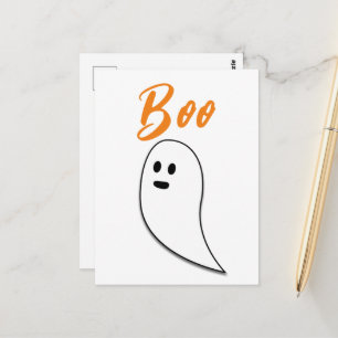 Geist Halloween schwarz weiß orange buh Postkarte