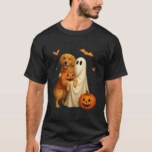 Geist hält Golden Dog Halloween - Lustiger Golden T-Shirt