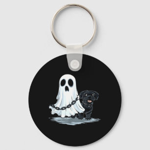 Geist hält lustiges Halloween-Kostüm mit Welpen Schlüsselanhänger