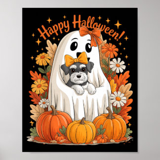 Geist hält Miniature Schnauzer Hund Blumen Poster