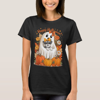 Geist hält Miniature Schnauzer Hund Blumen T-Shirt