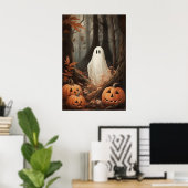 Geist im Herbstwald mit Kürbissen, Dark Academia Poster (Heimbüro)