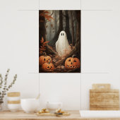 Geist im Herbstwald mit Kürbissen, Dark Academia Poster (Küche)