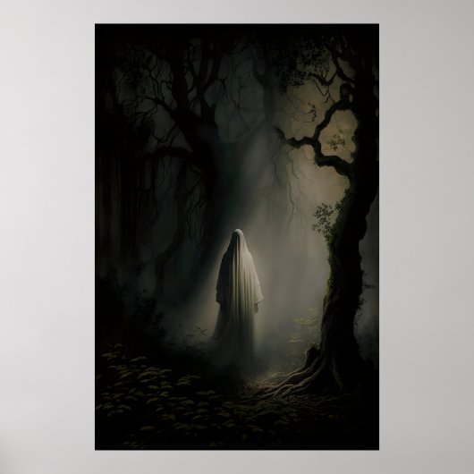Geist im Wald bei Mondlicht, Vintage Poster (Vorne)