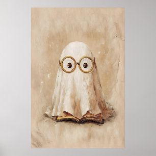 Geist in Brille mit Buchdruck, Digital Poster