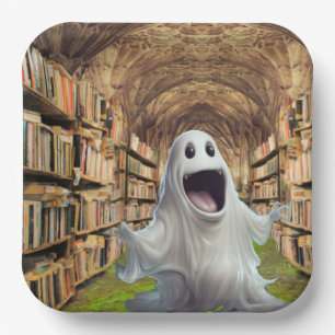 Geist in der Bibliothek Pappteller