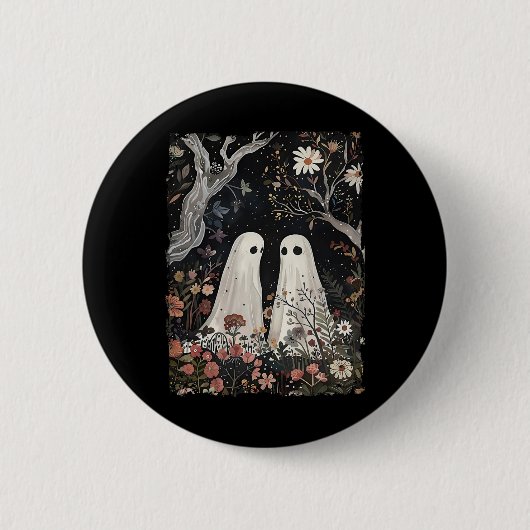 Geist in der Blume Forest Halloween heilige Jahres Button (Vorderseite)