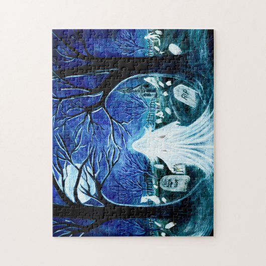 Geist in einem Puzzlen Friedhof Halloweens Puzzle (Vertikal)