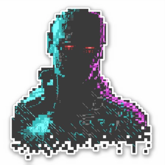 Geist in Wires ASCII Art Aufkleber (Vorderseite)