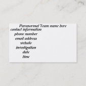 Geist-Jäger tun es in den dunklen Visitenkarten Visitenkarte (Rückseite)