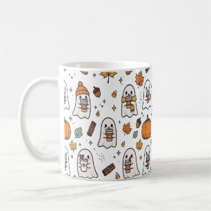Geist-Kaffee-Waschbär-Kürbis-Herbst-Muster Kaffeetasse