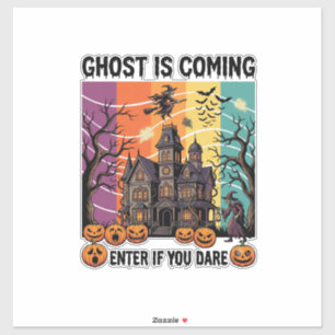 Geist kommt Halloween Spukhaus Hexe Kürbis Aufkleber