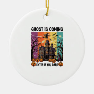 Geist kommt Halloween Spukhaus Hexe Kürbis Keramik Ornament