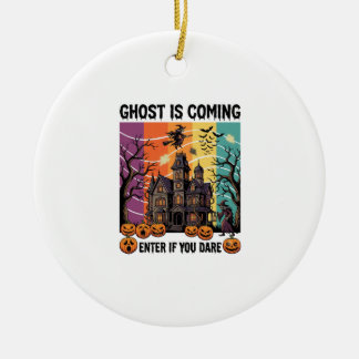 Geist kommt Halloween Spukhaus Hexe Kürbis Keramik Ornament
