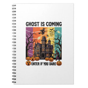 Geist kommt Halloween Spukhaus Hexe Kürbis Notizblock