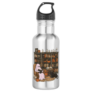 Geist Lesebuch Katzenliebhaber Halloween  Edelstahlflasche